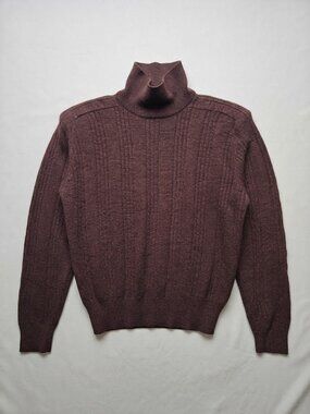 VTG 90s Liz Claiborne Collection Merino Wool Brown Turtleneck Sweater Size L